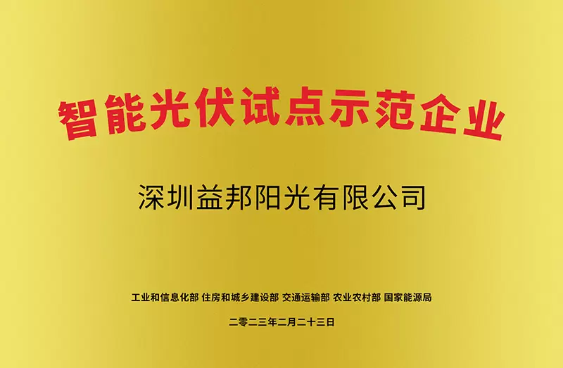 智能光伏试点示范企业证书